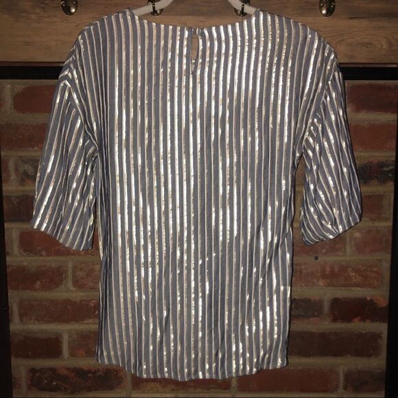 Eva Franco Marin Short Sleeve Striped Blouse - Sz 0 - Picture 7 of 15